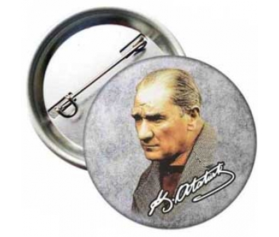 10 Kasım Atatürk İmzalı İğneli Metal Rozet