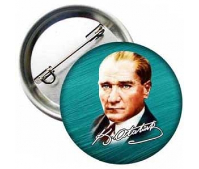 10 Kasım Atatürk İmzalı İğneli Metal Yaka Rozet