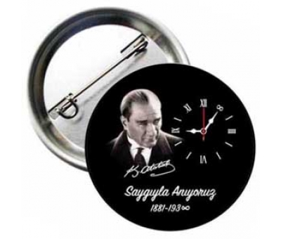 10 Kasım Atatürkü anma  Saat Görselli Metal Rozet